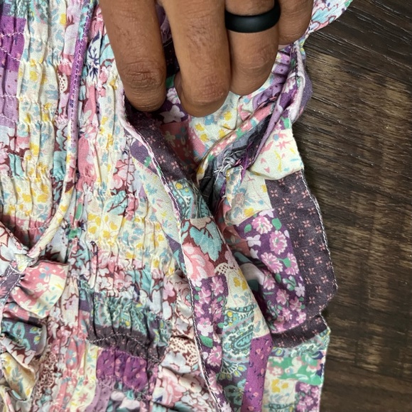 Sea New York Naya patchwork vintage flutter sleeve ruffle dress XS cottagecore - Picture 4 of 10